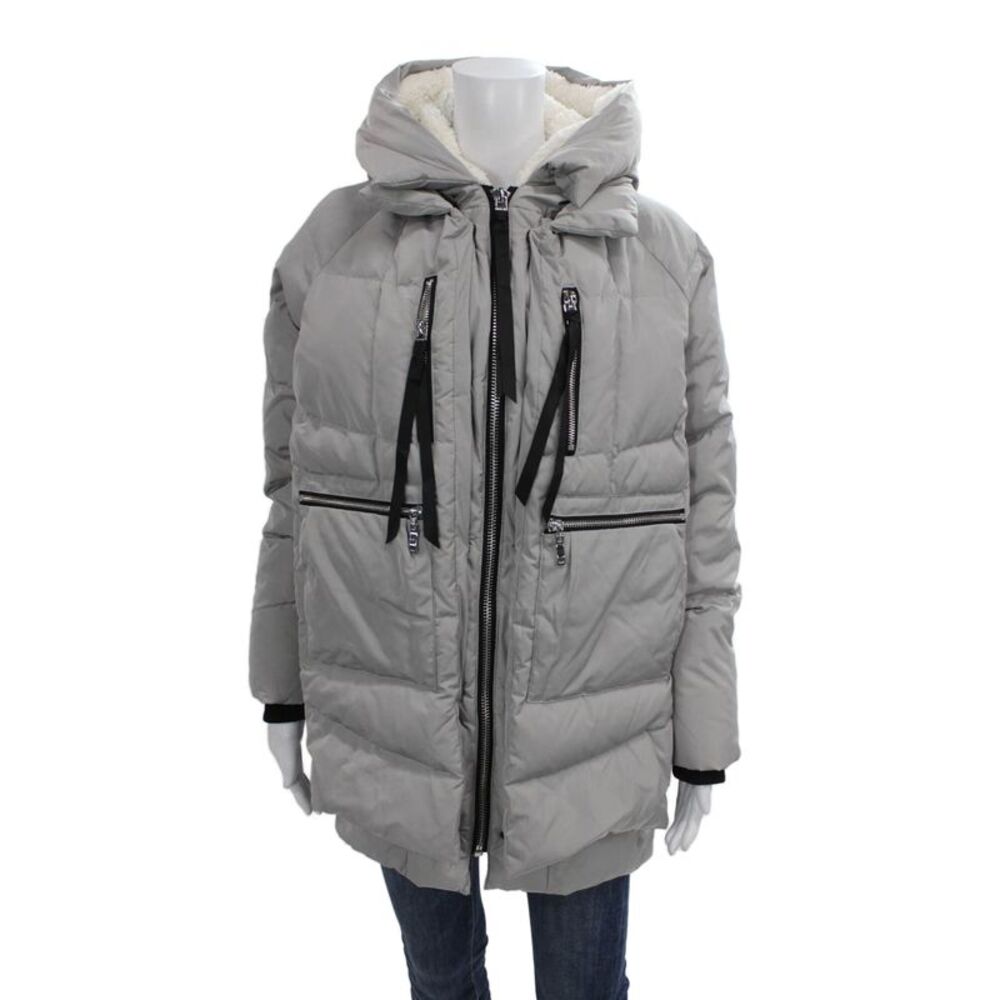 Orolay Women Puffer Jacket Gray Zip Polyester Long Sleeve Winter Size S